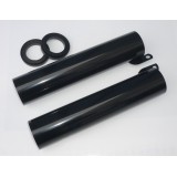 KRYTY PŘEDNÍHO TLUMIČE S GUMAMI (PLÁŠTĚ) - PÁR - ČERNÝ LAK - (DÉLKA 232MM) - ČZ 175/487 + 125/488 + 250/471,485 + 350/472